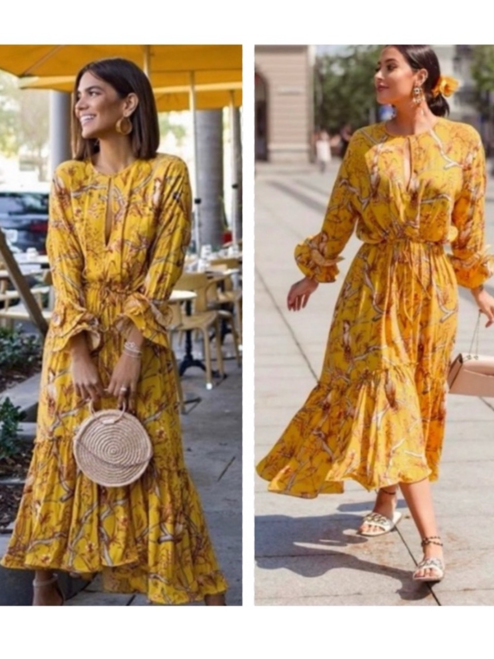 NWT Johanna Ortiz x H&M Yellow Floral Crepe Dress Size L - Picture 6 of 16